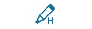 Icon blau Textmarker mit Großbuchstabe „H“
