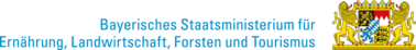 Logo von StMELF – Bayerisches Staatsministerium für Ernährung, Landwirtschaft und Forsten Blau auf Weiß.