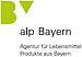 Logo von alp Bayern – Agentur für Lebensmittel grün und grau auf Weiß.